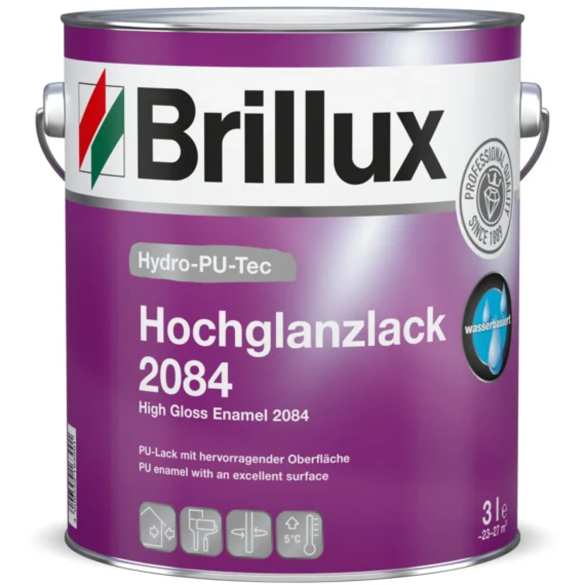 Brillux Hydro-PU-Tec 2084 Hochglanzlack weiß 3 l