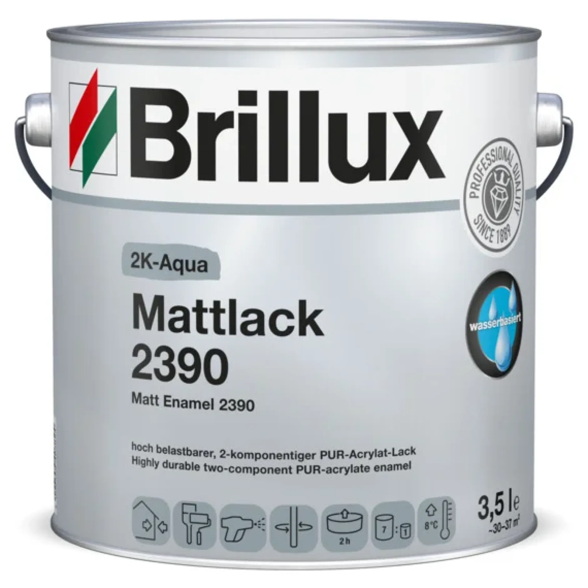 Brillux 2K-Aqua Mattlack 2390 weiß 3,5 l