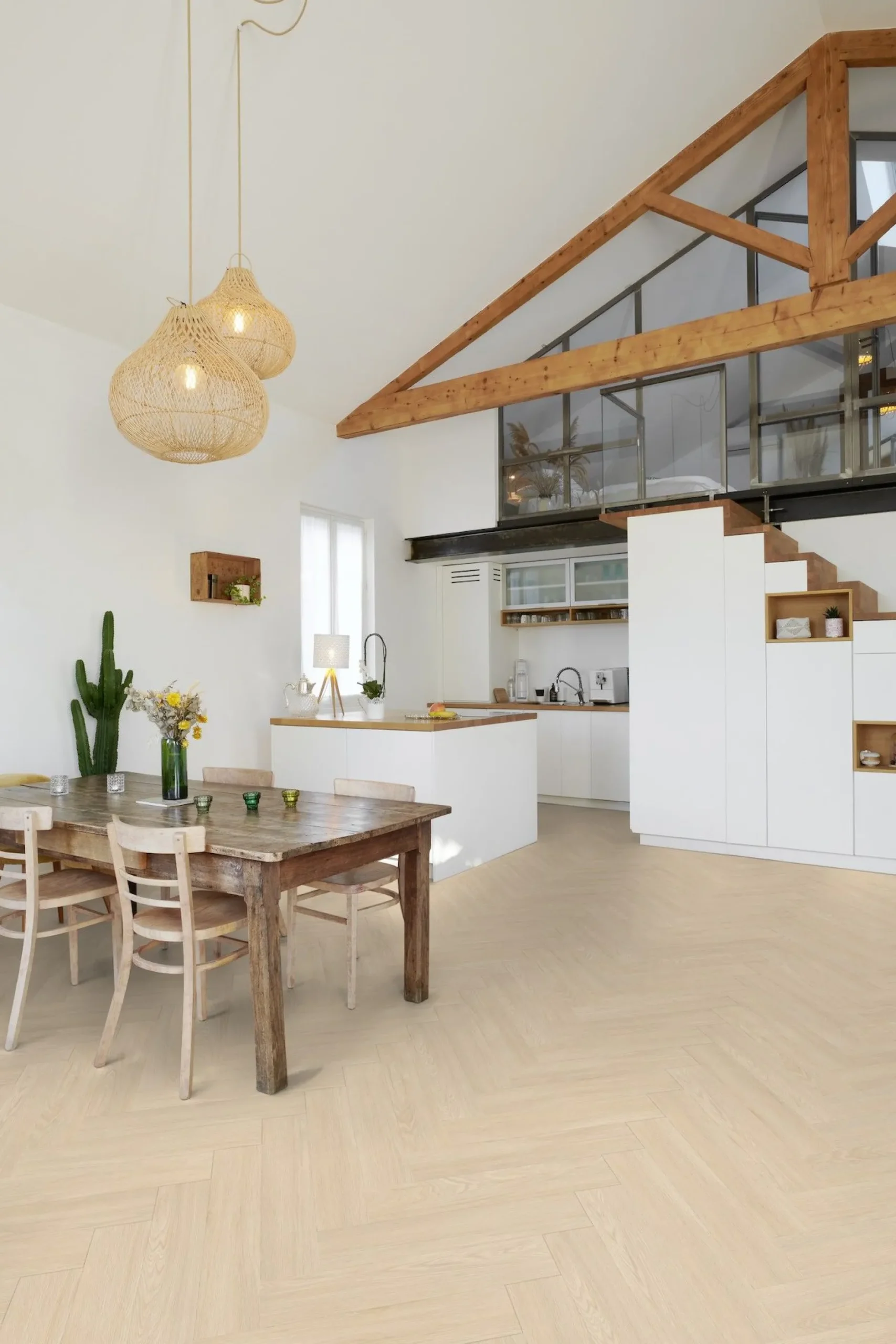 Fischgrät-Vinyl Gerflor Virtuo 55 Rigid Acoustic Blomma Cream 39041463