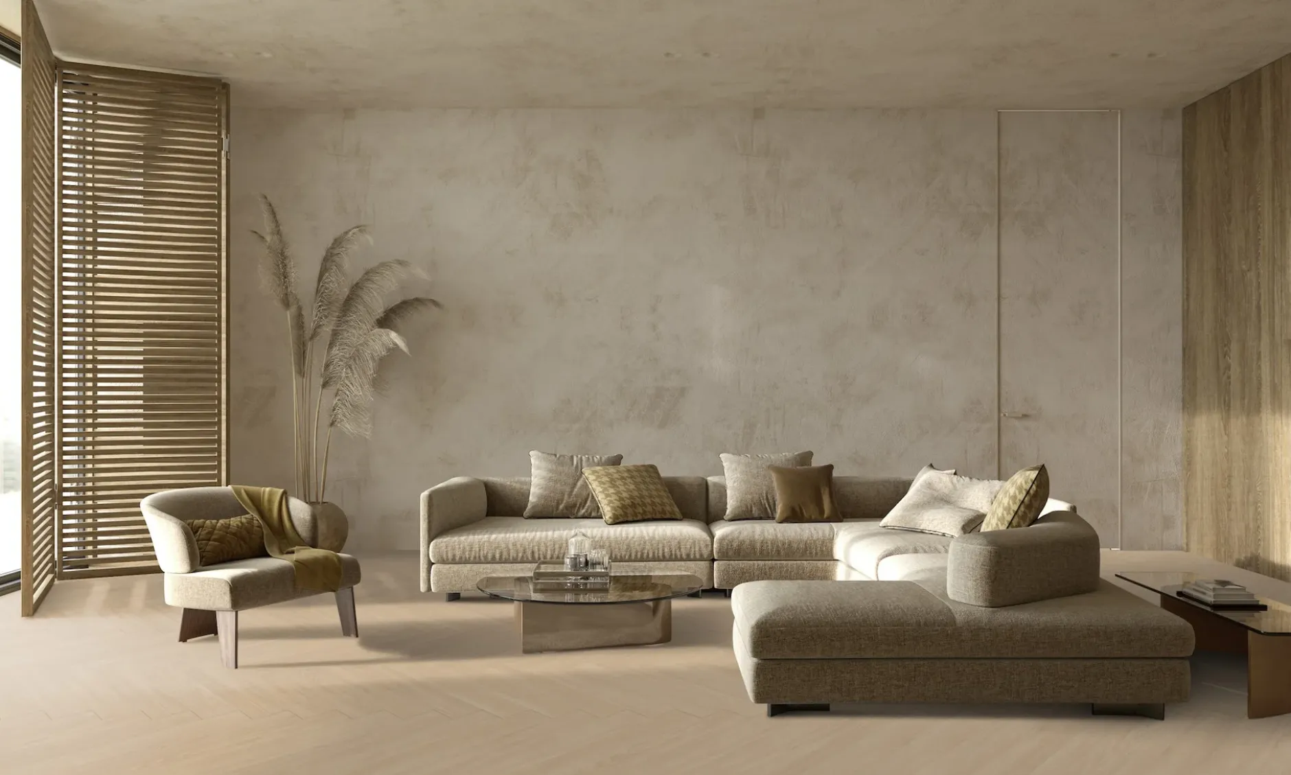 Fischgrät-Vinyl Gerflor Virtuo 55 Rigid Acoustic Blomma Beige 39041460