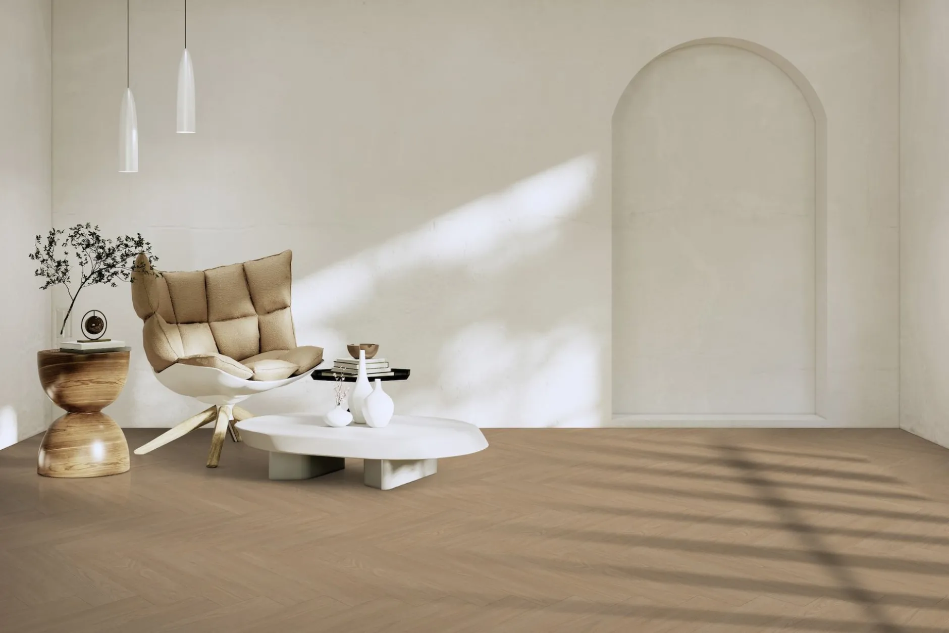 Fischgrät-Vinyl Gerflor Virtuo 55 Rigid Acoustic Blomma Natural 39041465