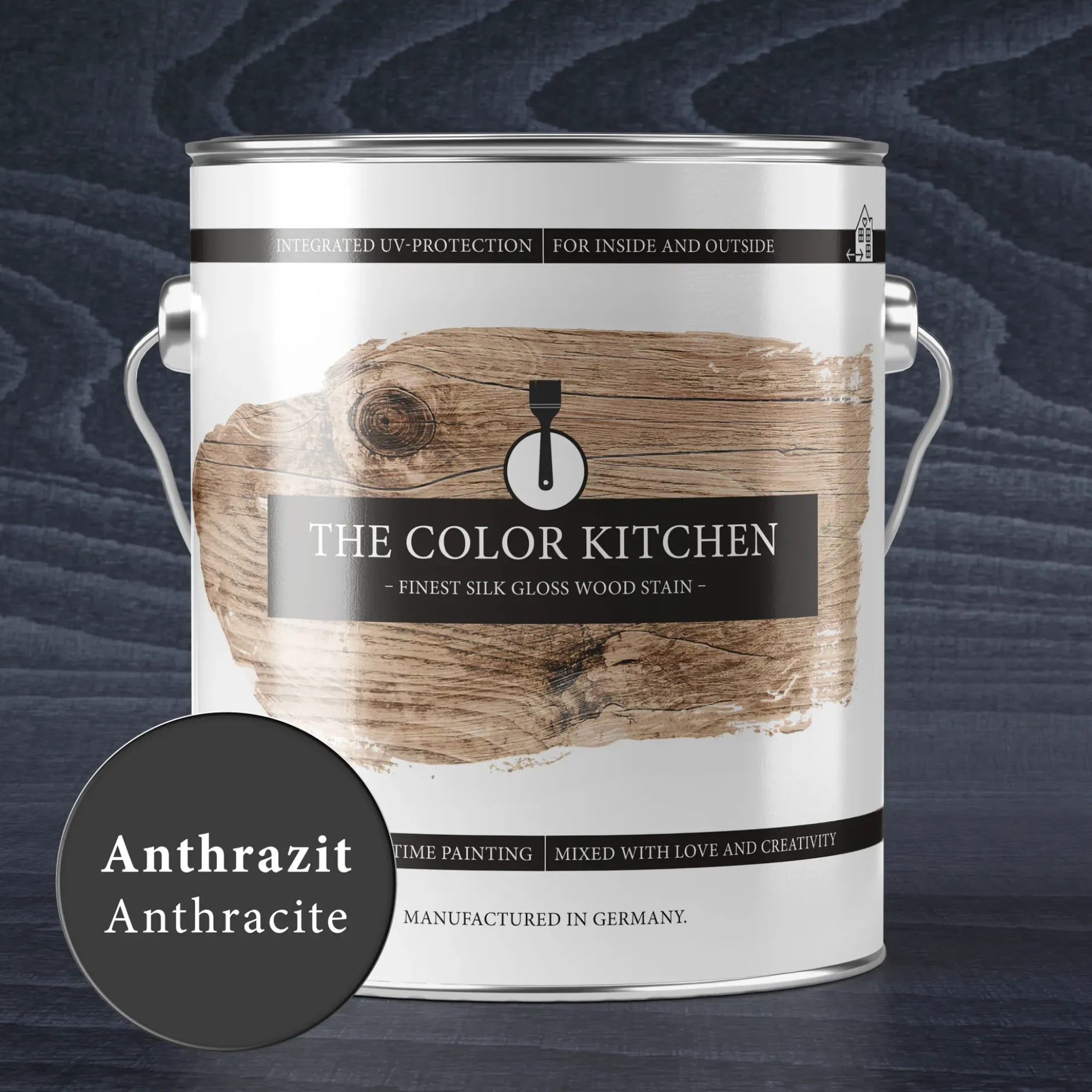 Holzlasur Anthrazit seidenglänzend - 2,5 l - The Color Kitchen