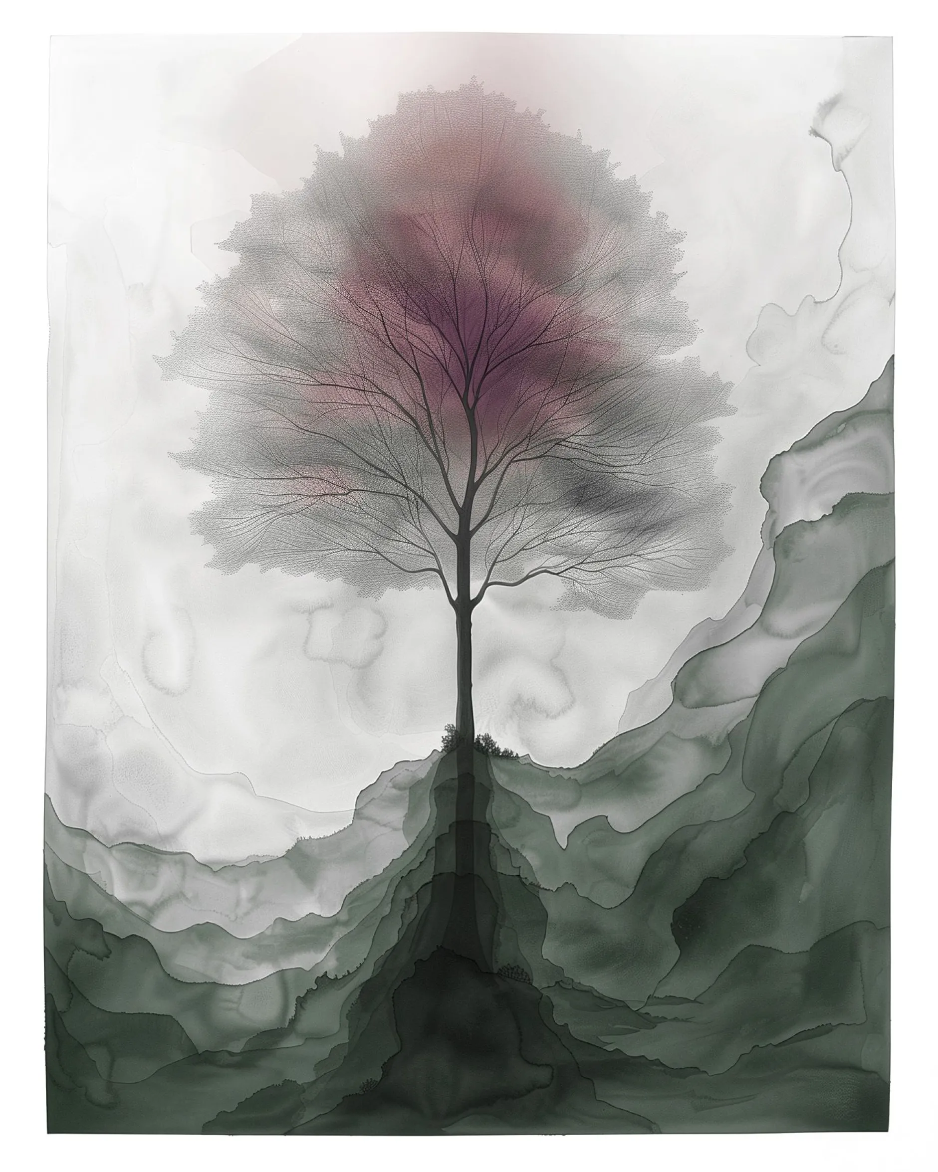 Leinwand Aquarell Tree II 40 x 50 cm