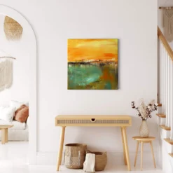 Leinwandbild Abstrakte Landschaft, orange, 50x50 cm DD123308