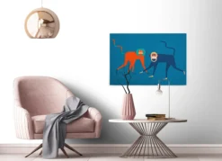 Leinwandbild Affe, blau, 90x60 cm DD120467
