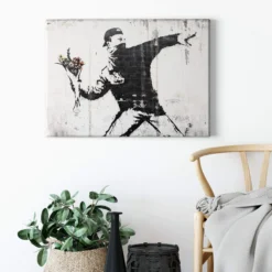 Leinwandbild Banksy, Flower Thrower, 70x50 cm DD123082
