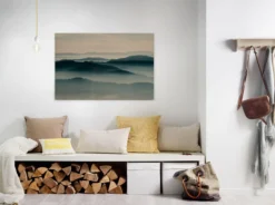 Leinwandbild Berglandschaft, blaugrau, 90x60 cm DD120451