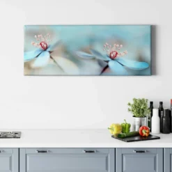 Leinwandbild Blume, blau, 100x40 cm DD123222