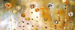 Leinwandbild Blumen, gold, 100x40 cm DD123249