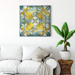 Leinwandbild Blumenmuster, türkis, 50x50 cm DD123301