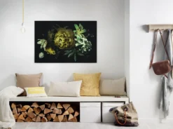 Leinwandbild Blumen, schwarz, 90x60 cm DD120488