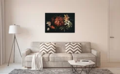Leinwandbild Blumen, schwarz, 90x60 cm DD120487