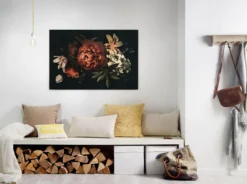 Leinwandbild Blumen, schwarz, 90x60 cm DD120487