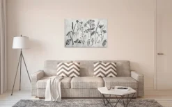 Leinwandbild Floralillustrationen, grau, 90x60 cm DD120363