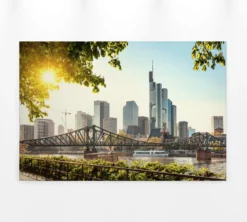 Leinwandbild Frankfurt Skyline, blau, 90x60 cm DD120332