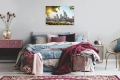 Leinwandbild Frankfurt Skyline, blau, 90x60 cm DD120332