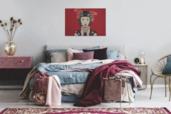 Leinwandbild Frauenportrait, rot, 90x60 cm DD120464