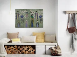 Leinwandbild Geishas, grün, 90x60 cm DD120402