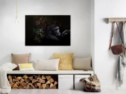 Leinwandbild Gorilla, schwarz, 90x60 cm DD120389