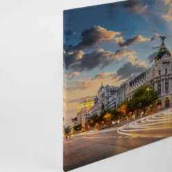 Leinwandbild Gran Via Madrid, blau, 90x60 cm DD120333