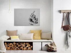 Leinwandbild Hase, schwarz, 90x60 cm DD120377
