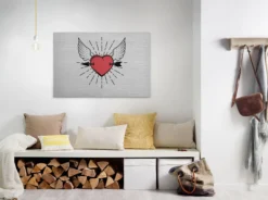 Leinwandbild Herz, rot, 90x60 cm DD120473