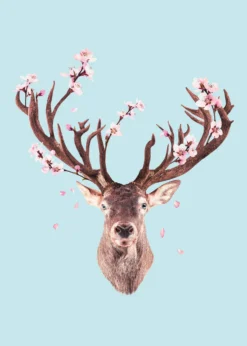 Leinwandbild Hirsch, hellblau, 50x70 cm DD123178