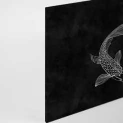 Leinwandbild Koi-Karpfen, schwarz, 90x60 cm DD120361
