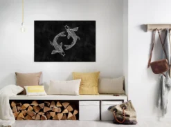 Leinwandbild Koi-Karpfen, schwarz, 90x60 cm DD120361