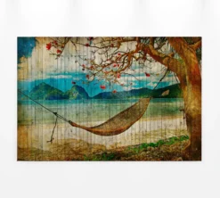 Leinwandbild Landschaft, blau, 90x60 cm DD120456
