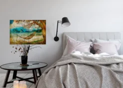 Leinwandbild Landschaft, blau, 90x60 cm DD120456