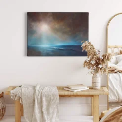 Leinwandbild Lichtstrahl, blau, 70x50 cm DD123075