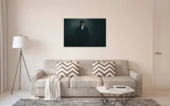 Leinwandbild Mysteriöser Mann, schwarz, 90x60 cm DD120415