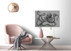 Leinwandbild Oktopus, grau, 90x60 cm DD120495