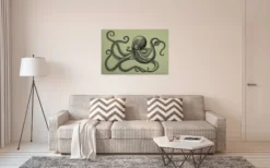 Leinwandbild Oktopus, olivgrün, 90x60 cm DD120496
