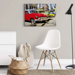 Leinwandbild Oldtimer, rot, 70x50 cm DD123054