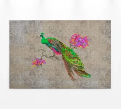 Leinwandbild Pfau, beige, 90x60 cm DD120497