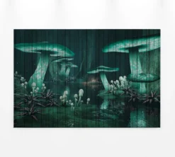 Leinwandbild Pilze, türkis, 90x60 cm DD120475