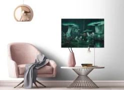 Leinwandbild Pilze, türkis, 90x60 cm DD120475