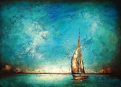 Leinwandbild Segelboot, blau, 70x50 cm DD123071