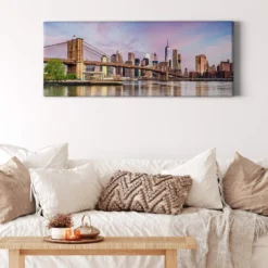 Leinwandbild Skyline, blau, 100x40 cm DD123231