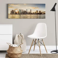Leinwandbild Skyline, gold, 100x40 cm DD123232