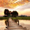 Leinwandbild Sonnenuntergang, orange, 100x40 cm DD123214
