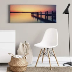Leinwandbild Sonnenuntergang, orange, 100x40 cm DD123215