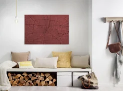 Leinwandbild Stadtkarte, rot, 90x60 cm DD120410