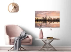 Leinwandbild Stadtsilhouette, beige, 90x60 cm DD120327