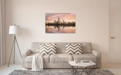 Leinwandbild Stadtsilhouette, beige, 90x60 cm DD120327