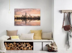 Leinwandbild Stadtsilhouette, beige, 90x60 cm DD120327