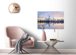 Leinwandbild Stadtsilhouette, blau, 90x60 cm DD120326
