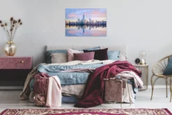 Leinwandbild Stadtsilhouette, blau, 90x60 cm DD120326